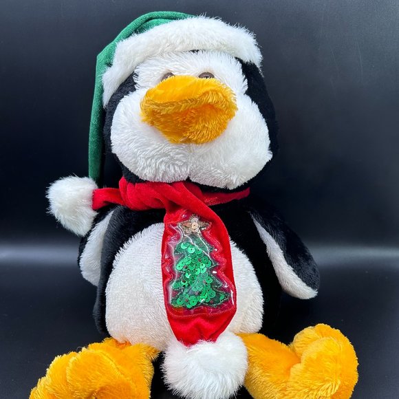 Vintage 2003 Dan Dee Penguin Plush Green Christmas Hat Stuffed Animal Toy VTG - Picture 1 of 12